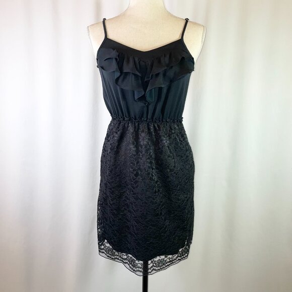 Xhilaration Size S Black Ruffle and Lace Dress Sleeveless Mini Lined - Picture 1 of 13